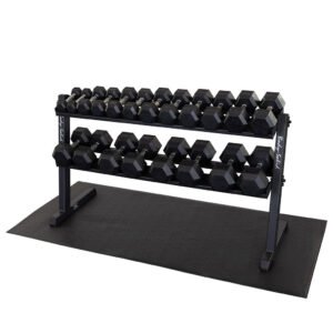 Rubber Hex Dumbbell Set 5-50 LB with Rack commercial gym dumbbell set