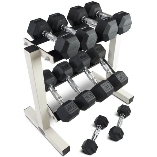 Titan rubber hex dumbbell textured ergonomic handle