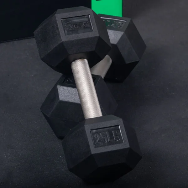 Titan 20 LB Rubber Hex Dumbbell Pair heavy duty rubber hex dumbbells for home gym