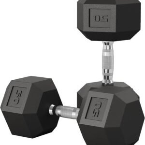 50 LB Rubber Hex Dumbbell Pair heavy duty rubber hex dumbbells for home gym