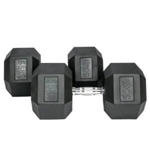 55 LB Rubber Hex Dumbbell Pair heavy duty rubber hex dumbbells for home gym